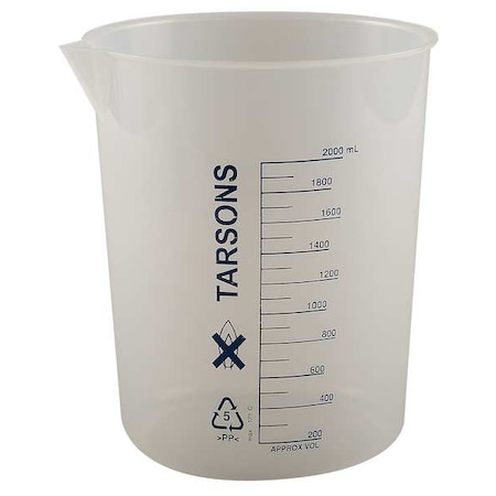 Zoro Select Beaker, 2000mL, Polypropylene 6FAE8