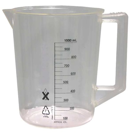 Zoro Select Beaker, Handle, 1000mL, Polymethylpentene (Formerly Lab Safety Supply) 6FAF7