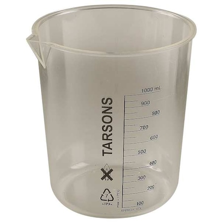 LAB SAFETY SUPPLY Beaker, 1000mL, Polymethylpentene, PK3 6FAF2