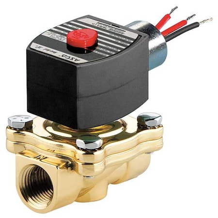 Asco Solenoid Valve, 2-Way, 2-Position, Normally Closed, 1-1/2 in Pipe Size, 240V AC, High Flow, Brass EF8210G056