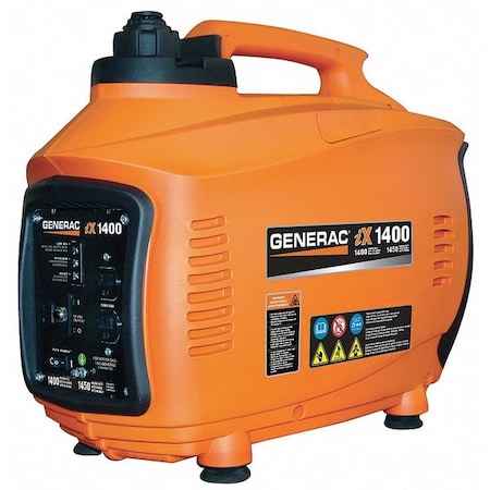 Generac Portable Inverter Generator, Gasoline, 1400 Rated, 1450 Surge, Recoil Start, 11.6 A 5842