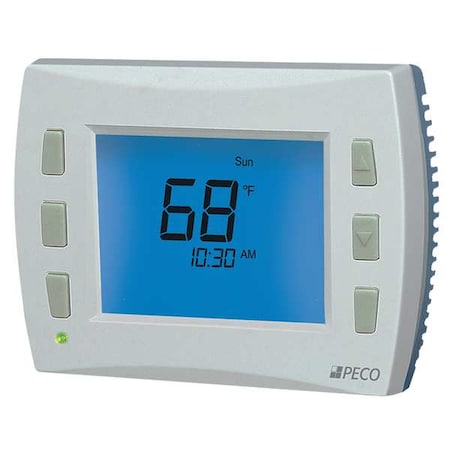Peco Low Voltage Thermostat, 7, 5-2, 5-1-1 Programs, 3 H, 2 C, Hardwired/Battery/Power Stealing, 24VAC T8532-001