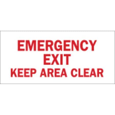 Brady Exit Sign, Polyester, 14" W, 6-1/2" H, Emergency Exit Keep Area Clear, White 84661