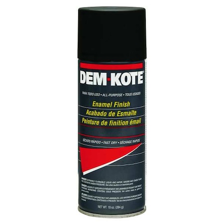Dem-Kote Spray Paint, Black, Flat, 10 oz. 257613