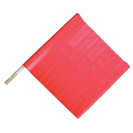 Zoro Select Handheld Warning Flag, Red, Vinyl, 18" Length, 24 in Wood Dowel 6FGK7