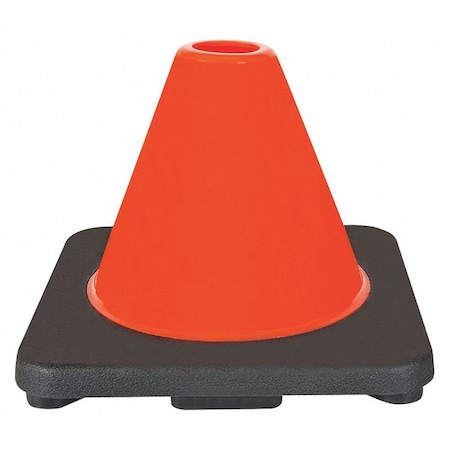 Zoro Select Traffic Cone, PVC, Not Applicable, 6 in Height, 1.5 lb, Orange 6FGY9