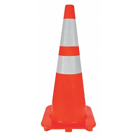 Zoro Select Traffic Cone, PVC, High-Intensity Prismatic, 28 in Height, 5 lb, Orange 6FGZ5