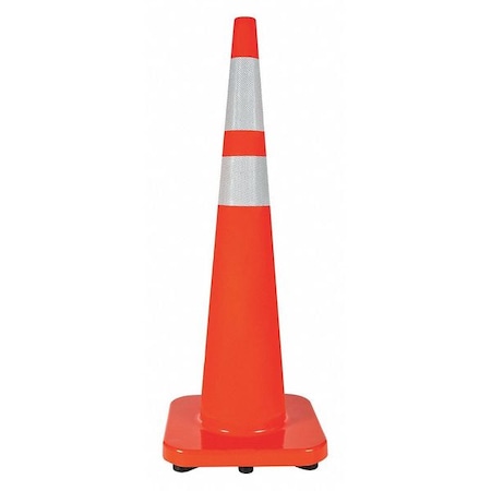 Zoro Select Traffic Cone, PVC, High-Intensity Prismatic, 36 in Height, 10 lb, Orange 6FGZ6