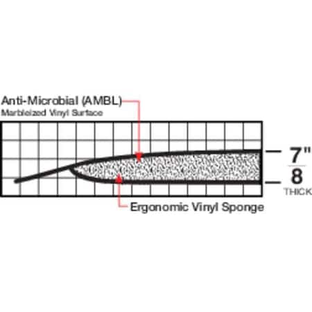 Zoro Select Antifatigue Mat, 3 ft. L x 2 ft. W, 1" Thickness, Vinyl, Marble, Black/White 6FHF8