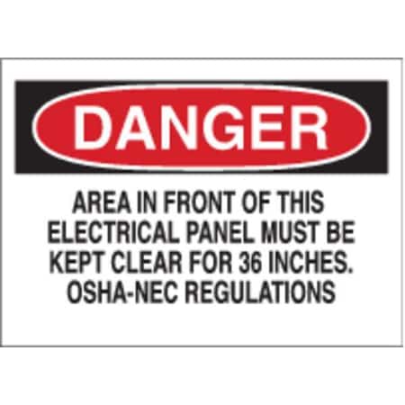 Brady Danger Sign, 7 in Height, 10 in Width, Polyester, Rectangle, English 84859
