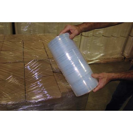 Zoro Select Stretch Wrap, 12" W x 1500 ft. L, 90 ga, Cast Style, Clear, Standard Duty 15G110