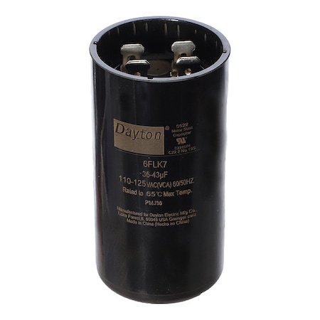 Dayton Motor Start Capacitor, Round 6FLK7