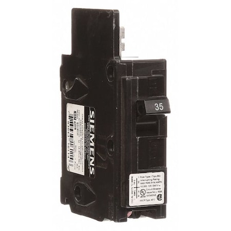 Siemens Miniature Circuit Breaker, BQ Series, 35A, 1 Pole, 120V AC, 10kA at 120V AC BQ1B035