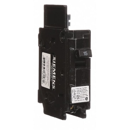 Siemens Miniature Circuit Breaker, BQH Series, 15A, 1 Pole, 120V AC, 22kA at 120V AC BQ1B015H