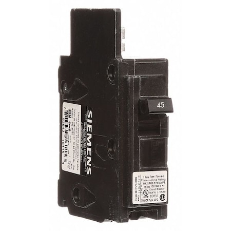 Siemens Miniature Circuit Breaker, BQ Series, 45A, 1 Pole, 120V AC, 10kA at 120V AC BQ1B045