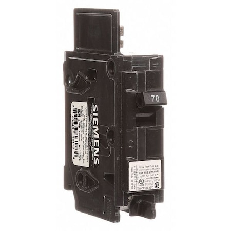 Siemens Miniature Circuit Breaker, BQ Series, 70A, 1 Pole, 120V AC, 10kA at 120V AC BQ1B070