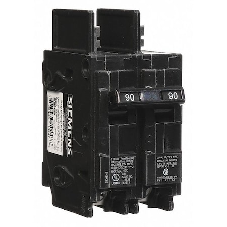 Siemens Miniature Circuit Breaker, BQ Series, 90A, 2 Pole, 120/240V AC, 10kA at 120/240V AC BQ2B090
