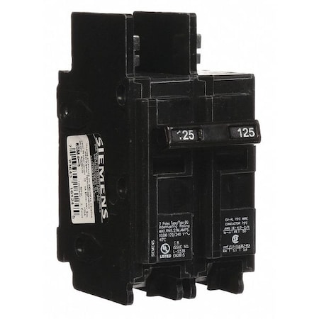 Siemens Miniature Circuit Breaker, BQ Series, 125A, 2 Pole, 120/240V AC, 10kA at 120/240V AC BQ2B125