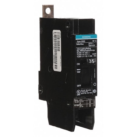 Siemens Miniature Circuit Breaker, BQD Series, 35A, 1 Pole, 277V AC, 14kA at 277V AC BQD135