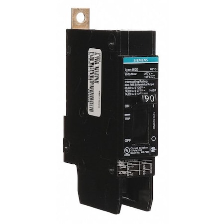 Siemens Miniature Circuit Breaker, BQD Series, 90A, 1 Pole, 277V AC, 14kA at 277V AC BQD190