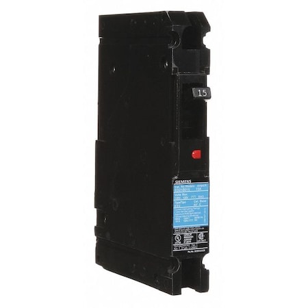 Siemens Molded Case Circuit Breaker, ED2 Series, 15A, 1 Pole, 120V AC, 10kA at 120V AC ED21B015