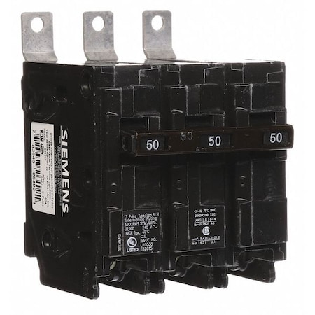 Siemens Miniature Circuit Breaker, BL Series, 50A, 3 Pole, 240V AC, 22kA at 240V AC B350H