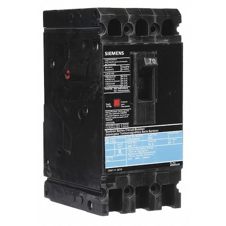 Siemens Molded Case Circuit Breaker, ED2 Series, 70A, 3 Pole, 240V AC, 10kA at 240V AC ED23B070