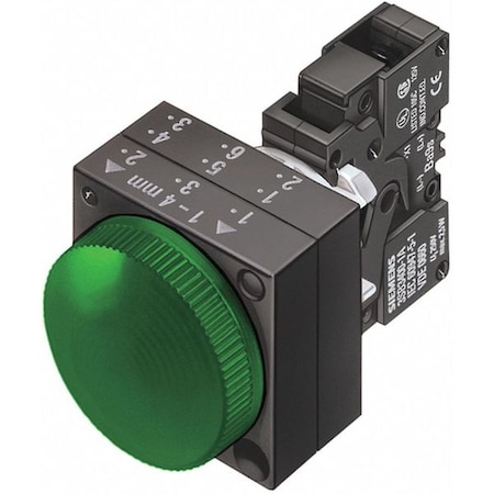 Siemens Pilot Lt Complete, LED, 24V, 22mm, PL, Green 3SB32446AA40