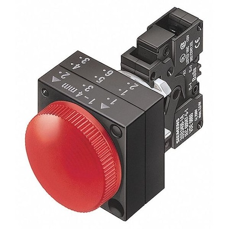 Siemens Pilot Lt Complete, LED, 24V, 22mm, PL, Red 3SB32446AA20