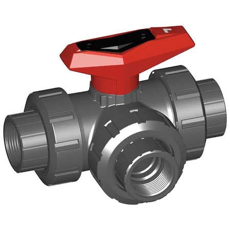 GF PIPING SYSTEMS 1" FNPT PVC Ball Valve 3-Way True Union 161543104