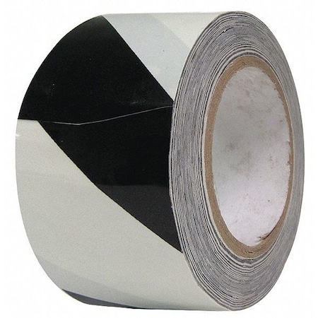 Condor Safety Warning Tape Vinyl White/Black, 2" W x 108 ft. L, 0.236 in Thick 6FXV6