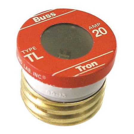 Eaton Bussmann Plug Fuse, 20A, 10kA at 125V AC, 4 PK TL-20