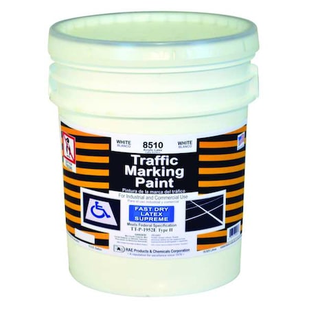 Rae Traffic Zone Marking Paint, 5 gal., White, Latex Acrylic -Based 8510
