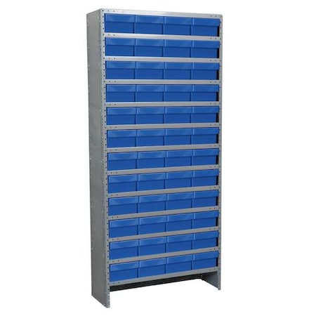 Akro-Mils Steel Enclosed Bin Shelving, 18 in D x 79 in H x 36 in W, 13 Shelves, Blue ASC1879188BLU