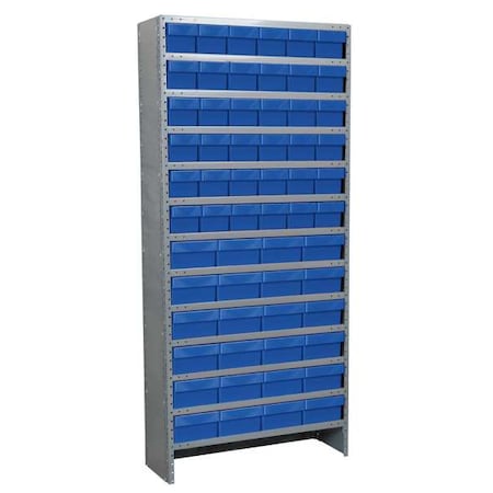 Akro-Mils Steel Enclosed Bin Shelving, 18 in D x 79 in H x 36 in W, 13 Shelves, Blue ASC1879ASTBLU