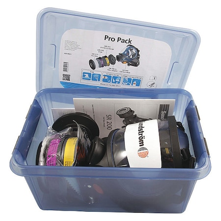 Sundstrom Safety Full Face Respirator Kit, 2 Cartridges Included, SR200 Series, Snap-In Gasket, Size M Pro Pack SR 200
