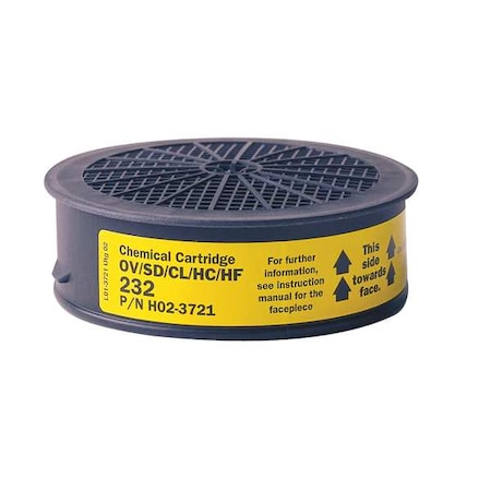 Sundstrom Safety Cartridge, Yellow, Push to Connect, Sundstrom Respirators SR 232