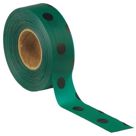 Zoro Select Flagging Tape, No Legend, Black/Green, 1 3/16 in Wide x 300 ft Length, Vinyl, 2 mil PDGBK-200