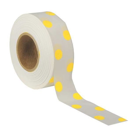 Zoro Select Flagging Tape, No Legend, White/Yellow, 1 3/16 in Wide x 300 ft Length, Vinyl, 2 mil PDWY-200