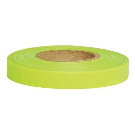 Zoro Select Flagging Tape, No Legend, Fluorescent Green, 1/2 in Wide x 150 ft Length, Vinyl, 4.5 mil N-LG-200