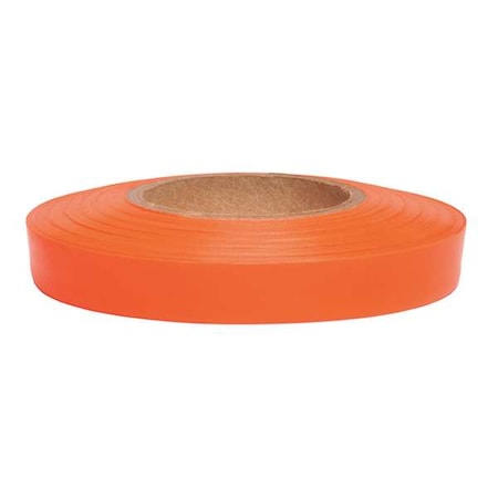 Zoro Select Flagging Tape, No Legend, Fluorescent Orange, 1/2 in Wide x 300 ft Length, Vinyl, 2.5 mil N-OG-200