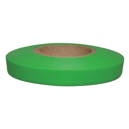 Zoro Select Flagging Tape, No Legend, Fluorescent Green, 1/2 in Wide x 150 ft Length, Vinyl, 4.5 mil N-GG-200