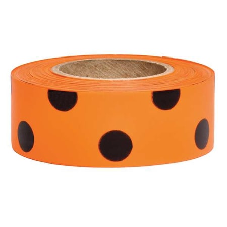 Zoro Select Flagging Tape, No Legend, Fluorescent Orange/Black, 1 3/16 in Wide x 150 ft Length, Vinyl, 2.5 mil PDOGBK-200