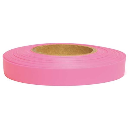 Zoro Select Flagging Tape, No Legend, Fluorescent Pink, 1/2 in Wide x 150 ft Length, Vinyl, 4.5 mil N-PG-200