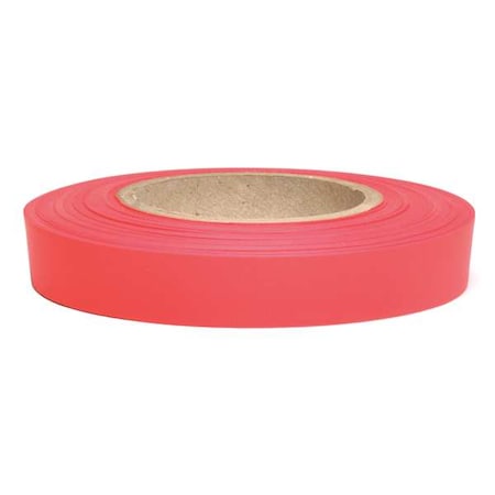 Zoro Select Flagging Tape, No Legend, Fluorescent Red, 1/2 in Wide x 300 ft Length, Vinyl, 2.5 mil N-RG-200
