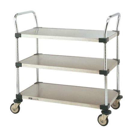 Metro Corrosion-Resistant Utility Cart with Flush Metal Shelves, Stainless Steel, 375 lb Load Capacity MW208