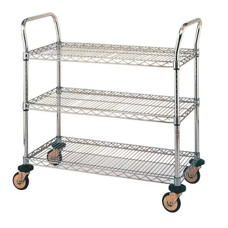 Metro Utility Cart, SS, 3 Wire Shelves, 24Wx36L MW712