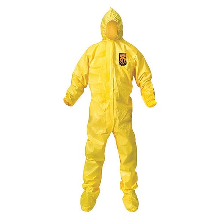 KLEENGUARD Hooded Disposable Coveralls, 12 PK, Yellow, KleenGuard A70, Zipper 00685