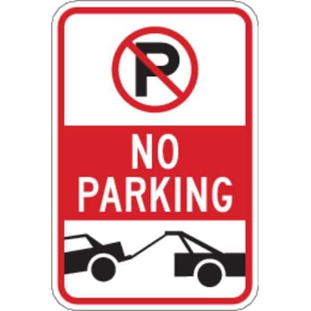 Brady No Parking Sign, 18"H, 12"W, Aluminum, 141796 141796