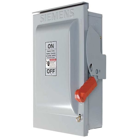 Siemens Fusible, Safety Switch, Heavy Duty, 600 V, 3PST, NEMA 3R HF362NR